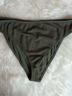Good American Always Fits Olive Green Ribbed Bikini Bottom
